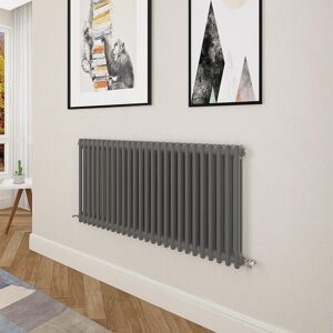 Aica Traditional Cast Iron Style Radiator Horizontal 600x1190mm 2 Column Anthracite Aica Traditional Cast Iron Style Radiator Horizontal 600x1190mm 2 Column Anthracite