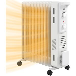 Homcom 11 Fin Portable Oil Filled Heater Radiator, Energy Efficient, White Homcom 11 Fin Portable Oil Filled Heater Radiator, Energy Efficient, White