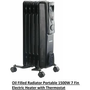 Daewoo Oil Filled Radiator Portable 1500w 7 Fin Electric Heater With Thermostat Blk Daewoo Oil Filled Radiator Portable 1500w 7 Fin Electric Heater With Thermostat Blk