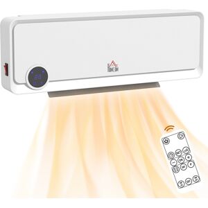 Homcom 1000w/2000w Wall Downflow Heater 10-49°c Temperature, White Homcom 1000w/2000w Wall Downflow Heater 10-49°c Temperature, White