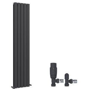 Ibathuk Radiator Vertical Designer Flat Double Angled Valve Anthracite Panel 1800x380mm Ibathuk Radiator Vertical Designer Flat Double Angled Valve Anthracite Panel 1800x380mm