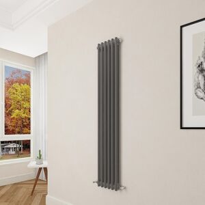 Aica Traditional Cast Iron Style Radiator Vertical 1500x290mm 2 Column Anthracite Aica Traditional Cast Iron Style Radiator Vertical 1500x290mm 2 Column Anthracite