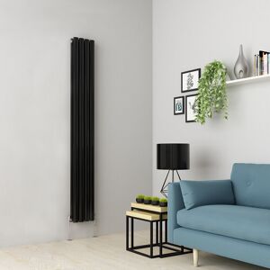 Plumb Galaxy Vertical Designer Radiator Oval Flat Panel Double Black 1800x237mm Plumb Galaxy Vertical Designer Radiator Oval Flat Panel Double Black 1800x237mm