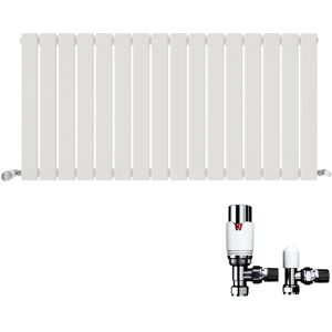 Ibathuk Radiator Horizontal Flat Single Panel Angled Valve White Heater 600x1216mm Ibathuk Radiator Horizontal Flat Single Panel Angled Valve White Heater 600x1216mm