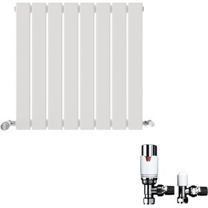 Ibathuk Radiator Horizontal Flat Single Panel Angled Valve White Heater 600x608mm Ibathuk Radiator Horizontal Flat Single Panel Angled Valve White Heater 600x608mm