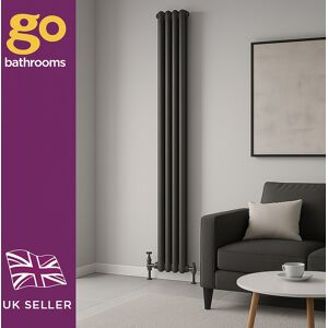 The Bath People Grey Traditional Radiator 2 Column Double Panel Vertical Rad 1800x200mm The Bath People Grey Traditional Radiator 2 Column Double Panel Vertical Rad 1800x200mm