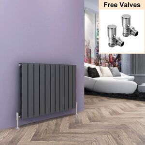 Elegant Horizontal Radiator Double 600 X 836 Anthracite Flat Panel Small Rad With Valves Elegant Horizontal Radiator Double 600 X 836 Anthracite Flat Panel Small Rad With Valves