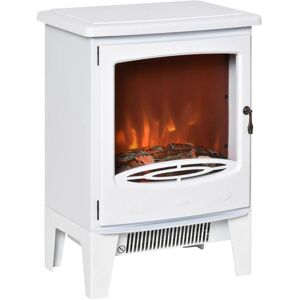 Homcom Freestanding Electric Fireplace Stove Heater With Led Flame Effect White Homcom Freestanding Electric Fireplace Stove Heater With Led Flame Effect White