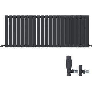 Ibathuk Radiator Horizontal Flat Single Panel Angled Valve Anthracite Heater 600x1596mm Ibathuk Radiator Horizontal Flat Single Panel Angled Valve Anthracite Heater 600x1596mm