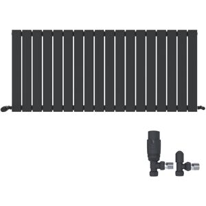 Ibathuk Radiator Horizontal Flat Single Panel Angled Valve Anthracite Heater 600x1368mm Ibathuk Radiator Horizontal Flat Single Panel Angled Valve Anthracite Heater 600x1368mm