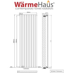 Plumb Galaxy Vertical Designer Radiator Oval Flat Panel Single Black 1800x591mm Plumb Galaxy Vertical Designer Radiator Oval Flat Panel Single Black 1800x591mm
