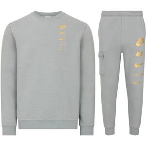 Nike Sportswear Mens Standard Issue Cotton Fleece Crew Neck Tracksuit Set Grey Nike Sportswear Mens Standard Issue Cotton Fleece Crew Neck Tracksuit Set Grey