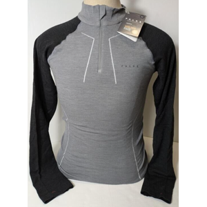 Falke Mens Wool Tech Long Sleeve Zip Shirt -Size M- Grey/black, Regular Fit Falke Mens Wool Tech Long Sleeve Zip Shirt -Size M- Grey/black, Regular Fit