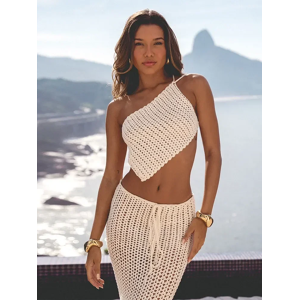 S M L Sexy Women Knit Mesh Halter Short Top Slit Long Skirt Bikini Cover Up New S M L Sexy Women Knit Mesh Halter Short Top Slit Long Skirt Bikini Cover Up New