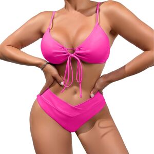 Meioro Bikini Set For Women Front Tie Triangle Bathing Suits, Solid V Neck Two Meioro Bikini Set For Women Front Tie Triangle Bathing Suits, Solid V Neck Two