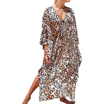 Women Animal Print Kaftan Dresses Plus Size Swimsuit Coverup 2025 Summer4585 Women Animal Print Kaftan Dresses Plus Size Swimsuit Coverup 2025 Summer4585