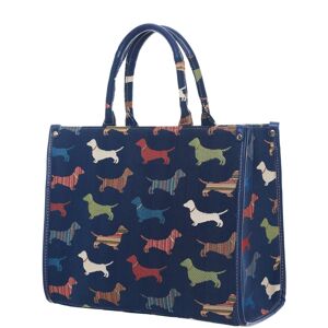 Signare Dachshund Tote City Handbag Shoulder Bag Travel Sturdy Blue Sausage Dog Gift Signare Dachshund Tote City Handbag Shoulder Bag Travel Sturdy Blue Sausage Dog Gift