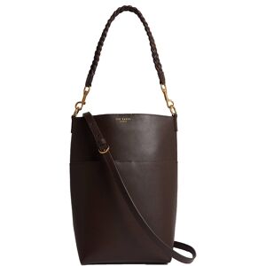 Ted Baker Wannda Plaited Handle Elongated Leather Bucket Bag - Chocolate Brown Ted Baker Wannda Plaited Handle Elongated Leather Bucket Bag - Chocolate Brown