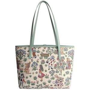 Signare Alice In Wonderland Tapestry Large College Tote Shoulder Grab Bag Cream Signare Alice In Wonderland Tapestry Large College Tote Shoulder Grab Bag Cream