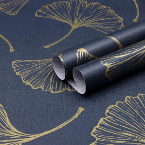 Does Not Apply Gold Ginkgo Leaf Pattern Self Adhesive Wallpaper Dark Blue Wallpaper 44cm X 6m T Does Not Apply Gold Ginkgo Leaf Pattern Self Adhesive Wallpaper Dark Blue Wallpaper 44cm X 6m T