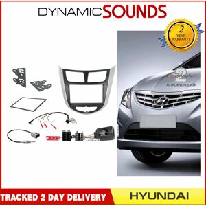 Connects2 Ctkhy14 Black/silver Double Din Radio Fascia Kit For Hyundai Solaris 2011-2019 Connects2 Ctkhy14 Black/silver Double Din Radio Fascia Kit For Hyundai Solaris 2011-2019