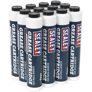 Sealey Screw Type Ep2 Lithium Grease Cartridge 400g Pack Of 12 - Scs108 Sealey Screw Type Ep2 Lithium Grease Cartridge 400g Pack Of 12 - Scs108