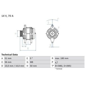 Bosch Alternator - 14V 70A for Opel, Vauxhall, Fiat, Chevrolet Bosch Alternator - 14V 70A for Opel, Vauxhall, Fiat, Chevrolet