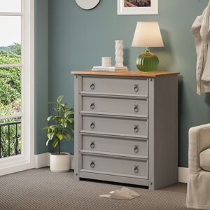 Corona Chest Of Drawers 5 Drawer Small Grey Wax Solid Pine By Mercers Furniture® Corona Chest Of Drawers 5 Drawer Small Grey Wax Solid Pine By Mercers Furniture®