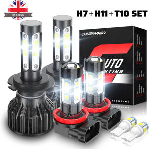 Chusyyray For Ford S-Max 2007-14 H7+h11 Led Headlight Low Beam + Fog Lamp Combo Kit 6000k Chusyyray For Ford S-Max 2007-14 H7+h11 Led Headlight Low Beam + Fog Lamp Combo Kit 6000k