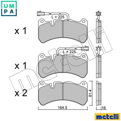METELLI 22-1201-2 Brake Pad Set - Wear Indicator Included METELLI 22-1201-2 Brake Pad Set - Wear Indicator Included
