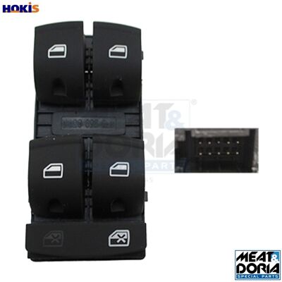 Meat & Doria Front Left 10-Pole Window Switch - Car Type Meat & Doria Front Left 10-Pole Window Switch - Car Type