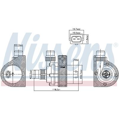 NISSENS Water Pump - 831119 - Electric, 12V, for vehicles with extra pump NISSENS Water Pump - 831119 - Electric, 12V, for vehicles with extra pump