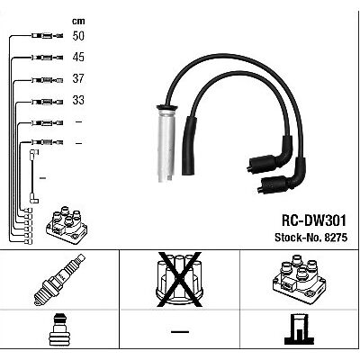NGK 8275 Resistance Ignition Cable Set - Spark Plug Wire Set NGK 8275 Resistance Ignition Cable Set - Spark Plug Wire Set