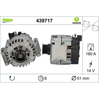 Valeo - 180A - 14V - Direct-fit - Generator Valeo - 180A - 14V - Direct-fit - Generator