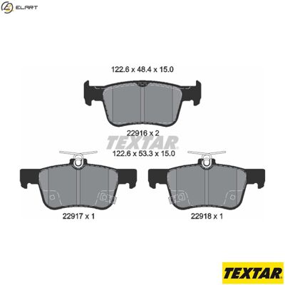 TEXTAR 2291601 Rear Brake Pad Kit - Wear Indicator, Low-Metallic TEXTAR 2291601 Rear Brake Pad Kit - Wear Indicator, Low-Metallic