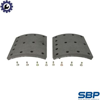 SBP Brake Shoes Kit - Front Axle, 410mm Diameter, 12/13 Holes - Brake Type SBP Brake Shoes Kit - Front Axle, 410mm Diameter, 12/13 Holes - Brake Type