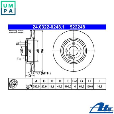 Ate PowerDisc 280mm Ventilated Brake Disc - Car Type: Mini 3/5 Doors Ate PowerDisc 280mm Ventilated Brake Disc - Car Type: Mini 3/5 Doors