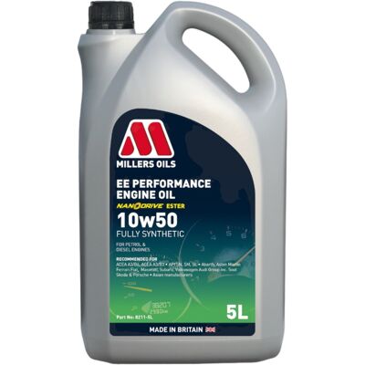 Millers Oils EE Performance 10W50 Fully Synthetic Engine Oil - 5 Litre Millers Oils EE Performance 10W50 Fully Synthetic Engine Oil - 5 Litre