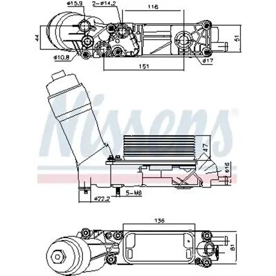NISSENS 91335 Water-Cooled Oil Cooler with Oil Filter Housing - SUV Part NISSENS 91335 Water-Cooled Oil Cooler with Oil Filter Housing - SUV Part