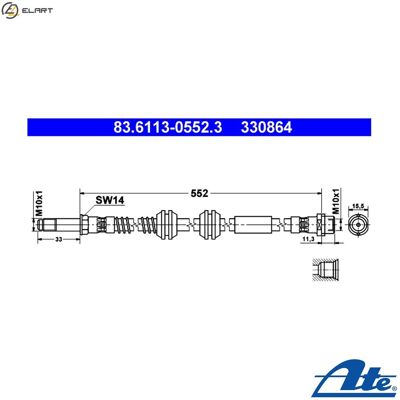 ATE Model 7h8611701 Front Brake Hose for VW California - Brake Part ATE Model 7h8611701 Front Brake Hose for VW California - Brake Part
