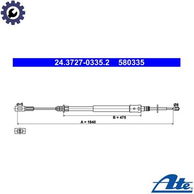 ATE 4745R5 - Parking Brake Cable for Citroën C5 I/II ATE 4745R5 - Parking Brake Cable for Citroën C5 I/II
