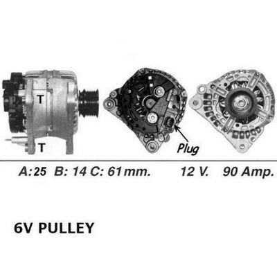 WAI 13852N-6G Alternator - Vehicle Type: VW, Audi, Seat WAI 13852N-6G Alternator - Vehicle Type: VW, Audi, Seat