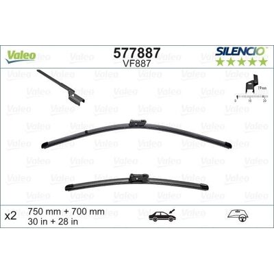 Valeo VF887 750mm - Set of 2 - Wiper Blade Valeo VF887 750mm - Set of 2 - Wiper Blade