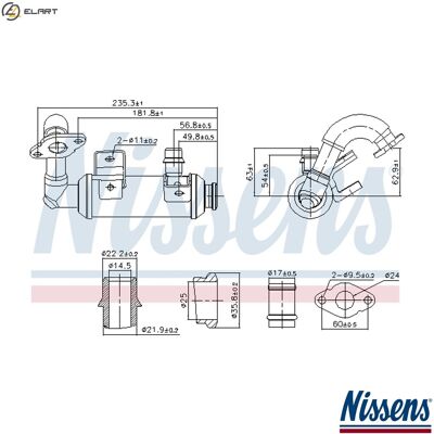 NISSENS 989407 Water-Cooled EGR Cooler - EGR Valve Radiator NISSENS 989407 Water-Cooled EGR Cooler - EGR Valve Radiator