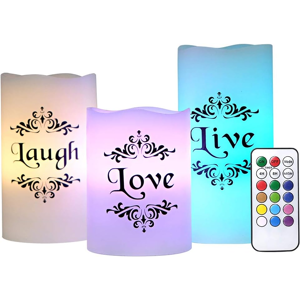 Does Not Apply Multicolor Flameless Live Love Laugh Candles Real Wax Battery Operated Electric Does Not Apply Multicolor Flameless Live Love Laugh Candles Real Wax Battery Operated Electric