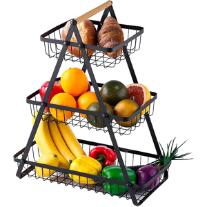 Does Not Apply 3-Tier Fruit Basket Stand With Wooden Handle, Large Capacity Detachable Fruit Bo Does Not Apply 3-Tier Fruit Basket Stand With Wooden Handle, Large Capacity Detachable Fruit Bo