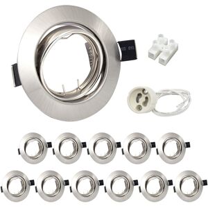 12x Recessed Gu10 Light Fittings For Ceiling Round Brushed Chrome Metal Frame Fo 12x Recessed Gu10 Light Fittings For Ceiling Round Brushed Chrome Metal Frame Fo