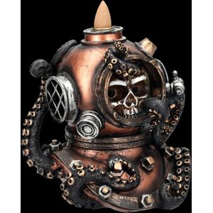 Backflow Incense Holder - Skull In Divers Helmet - Maritime Gothic Decor - H 15 Backflow Incense Holder - Skull In Divers Helmet - Maritime Gothic Decor - H 15
