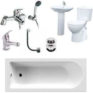 Nes Home 3-Piece Bath Suite Toilet Pedestal Basin Round Bath And Showers Mixer Nes Home 3-Piece Bath Suite Toilet Pedestal Basin Round Bath And Showers Mixer