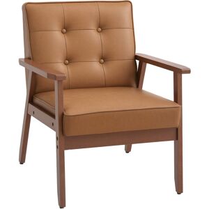 Homcom Accent Chair Pu Leather Armchair With Armrests For Living Room Brown Homcom Accent Chair Pu Leather Armchair With Armrests For Living Room Brown